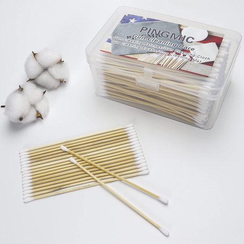 PINGMIC 400PC (800 Tips) Long Cotton Swab, 6 Inch Cotton Swab Without Barbs - Cotton Swabs with Wooden Sticks, Long Cotton Swabs for Gun Cleaning Machinery Pets Makeup. Bamboo Stick with Storage Box