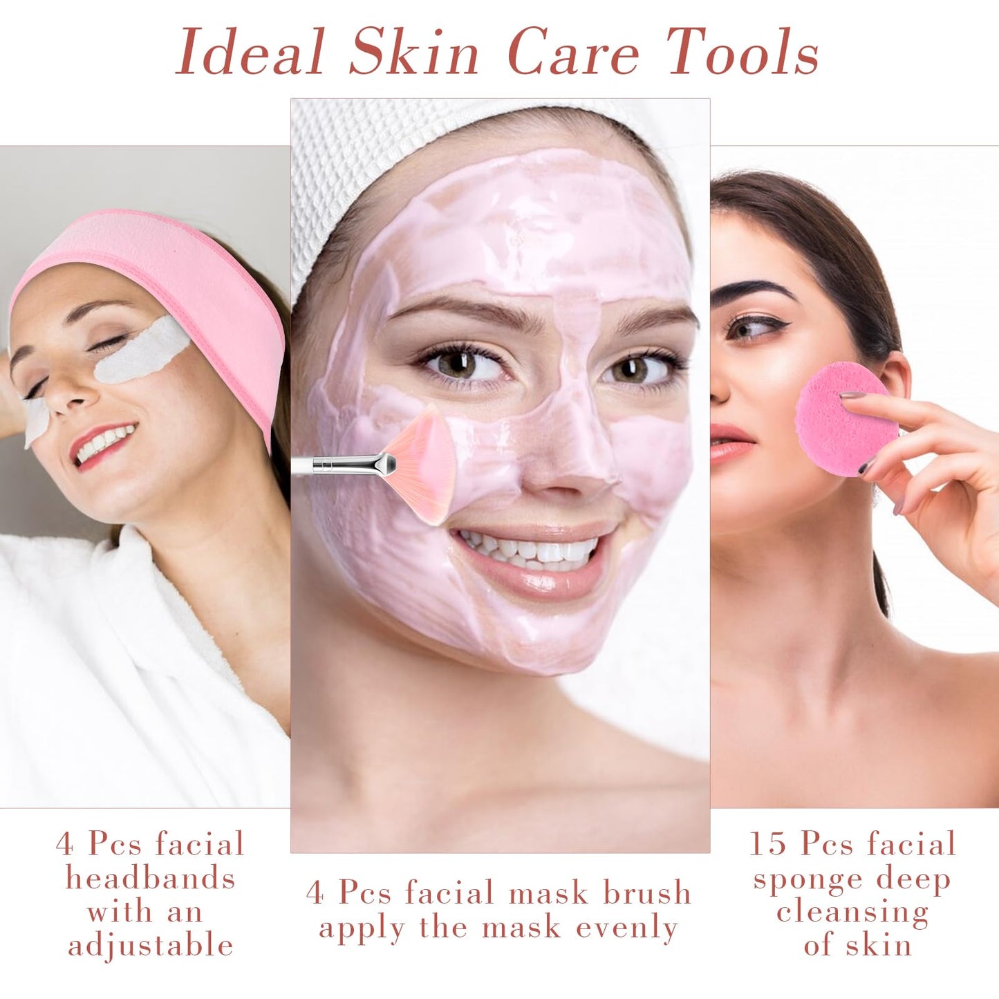 Esthetician Supplies for Facials Set 4 silicone facial bowls esthetician 4 Facial Headbands Esthetician 15 compressed facial sponges 10 facial spatula estheticians 4 Facial Mask Fan Brushes