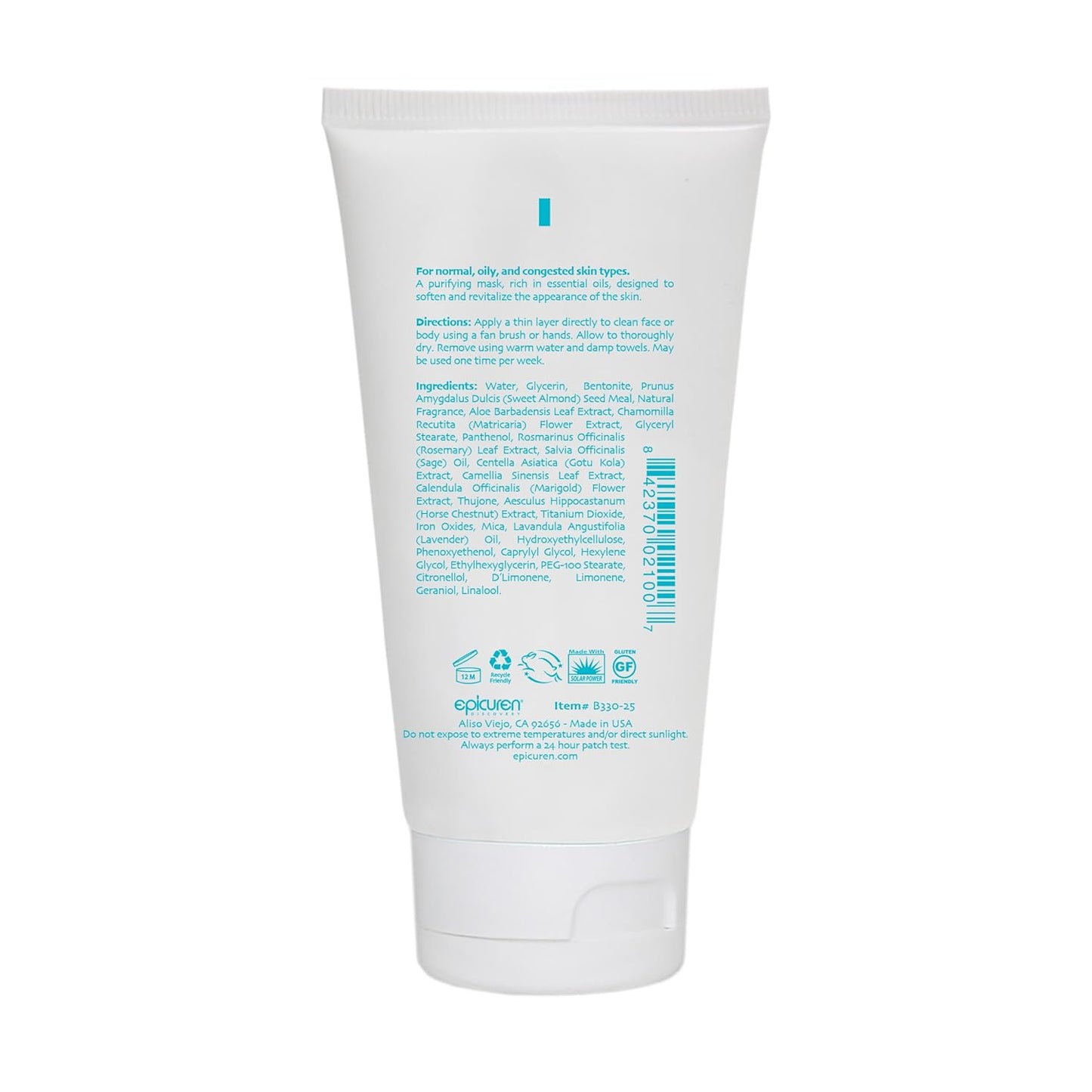 Volcanic Clay Purifying Mask by Epicuren Discovery - 2.5 Fl Oz for Clear Skin