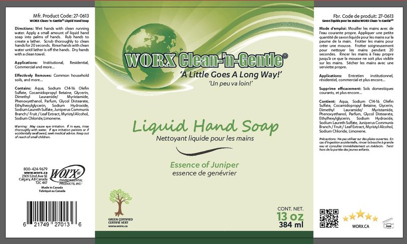 Worx Liquid Hand Soap - Gentle & Mild Formula with Rich Lather | 13 oz Juniper Berry Fragrance