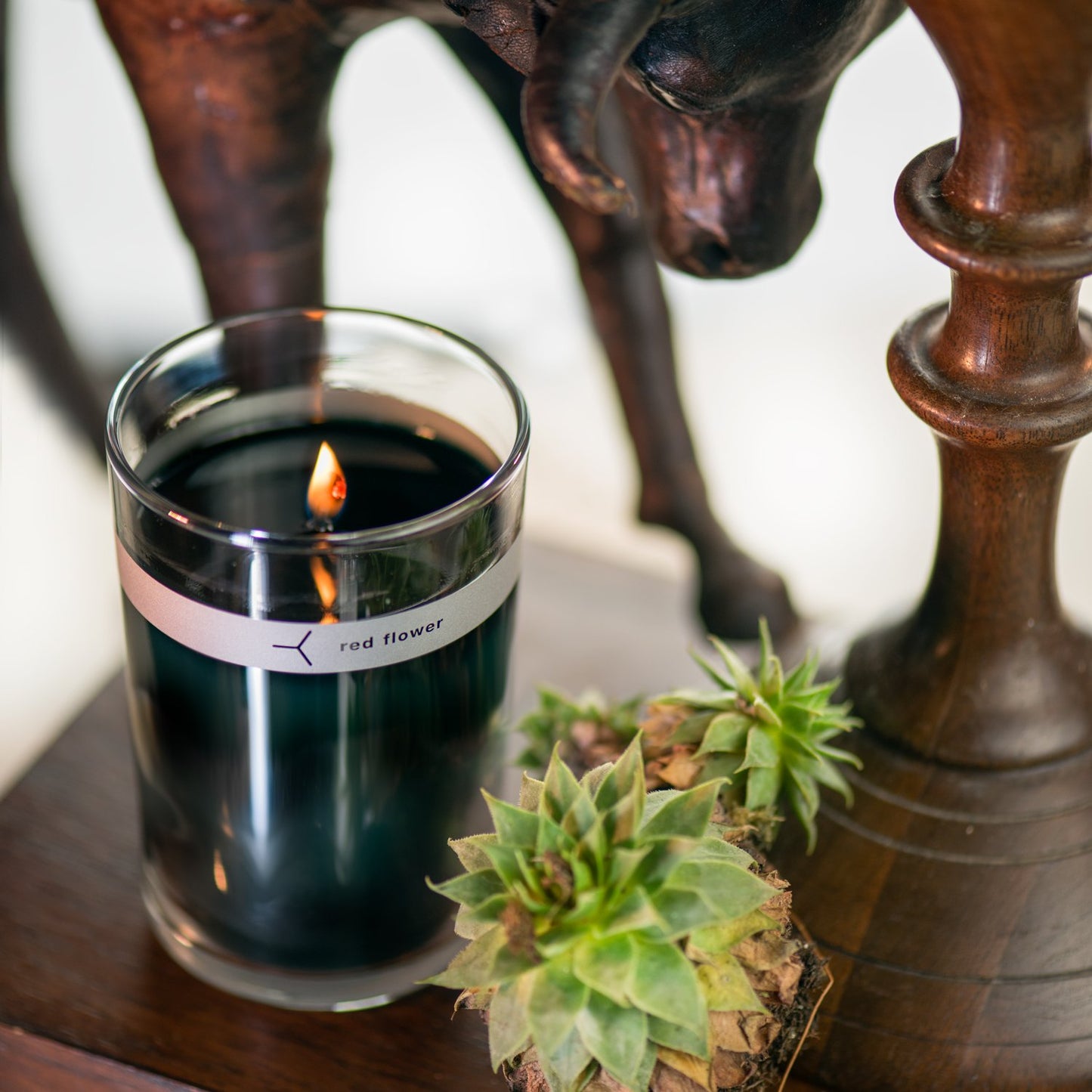 Red Flower Wanderlust Petal Topped Candle | Blended with Purest Natural-Burning Plant Wax | Topped with Scented Wanderlust Petals | Deep Earthy Woodsy Fragrance that Soothes | Clean-Burning | 6 oz