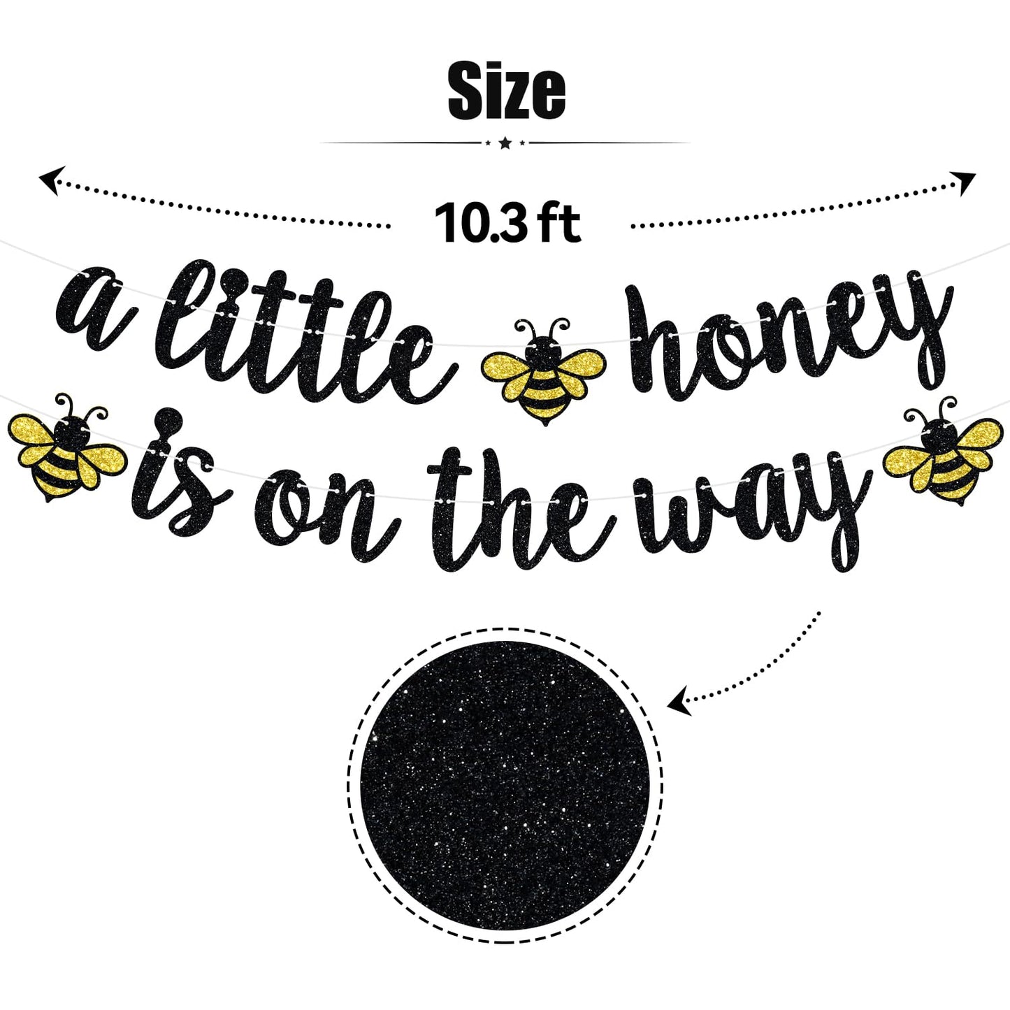 A Little Honey is on the Way Banner, Bumble Bee Baby Shower Hanging Decorations, Welcome Baby, oh Babee, Spring Baby's 1st Birthday Gender Reveal Pregnancy Announcement Decorations Supplies