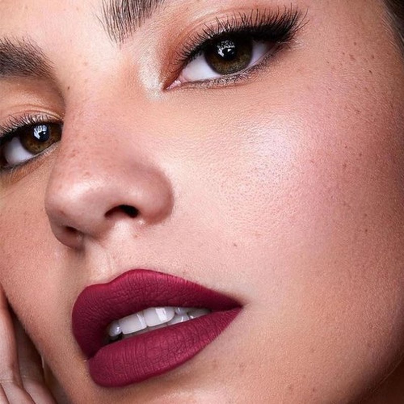 2 in 1 Dark Red Matte Lip Liner & Lipstick Combination, DNM Metallic Dual Ended Lipstick, Lip Liner, Lip Gloss, 24 Hour all Day Long-Lasting Waterproof Lipliners Pencil for Women Lip Makeup Gift 06#