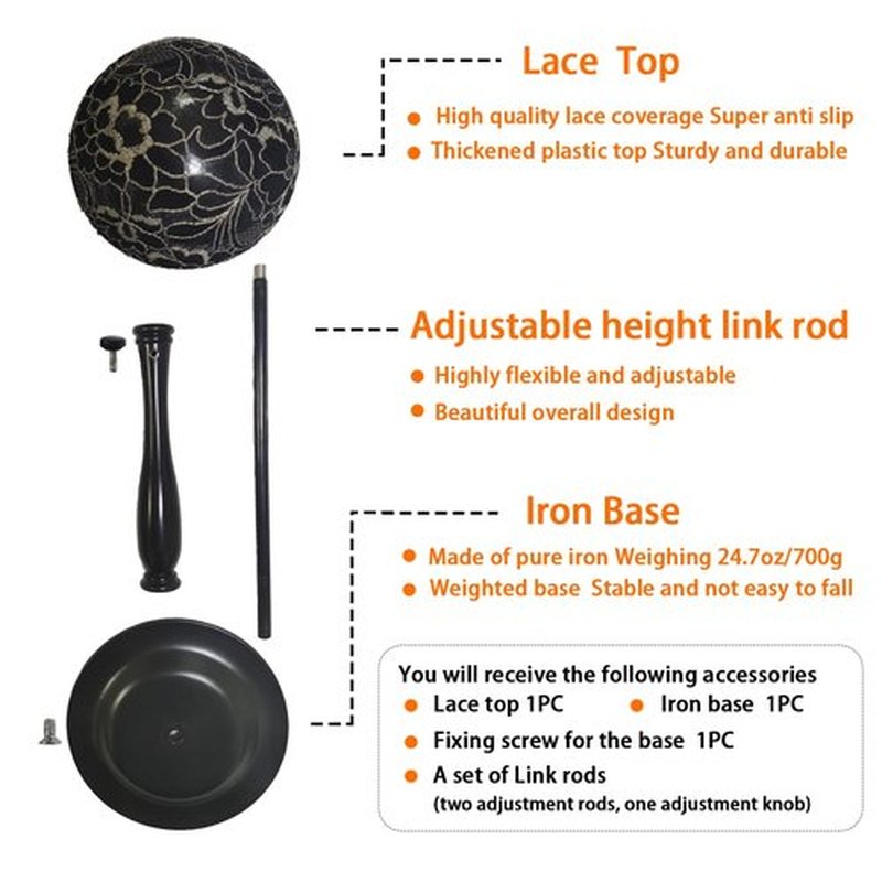 Wig Stand 1PC Iron Base Adjustable Height (12.6-18.5Inch) Wig Head Stands Portable Non-Slip Sturdy Wig Holder Stands Travel Wig Stand for All Wigs(Black)