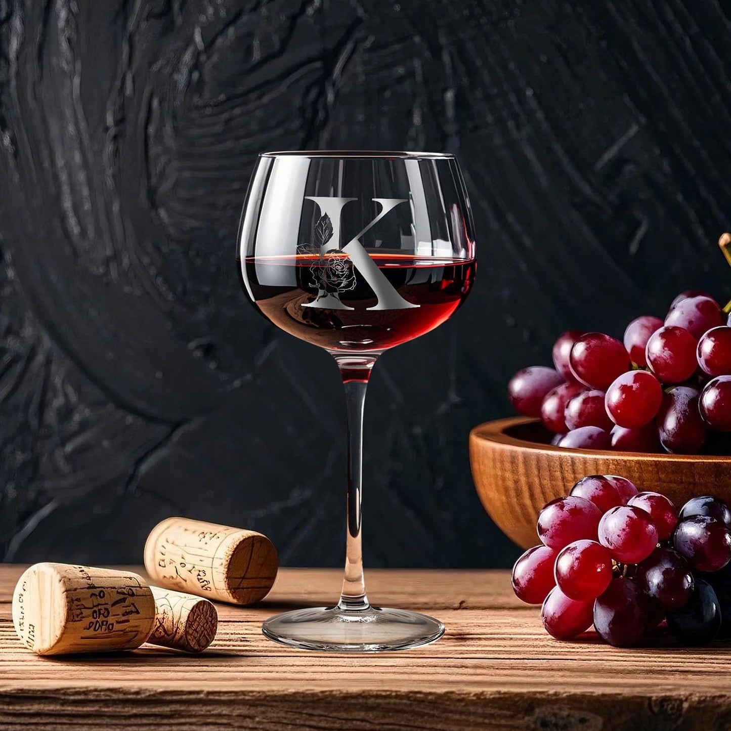 Personalized Gifts for Women Mom Friend, Initial A-Z Wine Glass Customized Gift For Woman, Unique Birthday Gifts for Women Her Mom Best Friend Sister Wife (K)