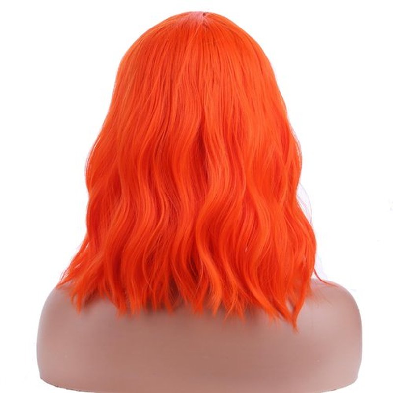 RightOn Orange Wig for Women Short Curly Wig Orange Bob Wig Beach Wave Wigs Orange Wig with Wig Cap