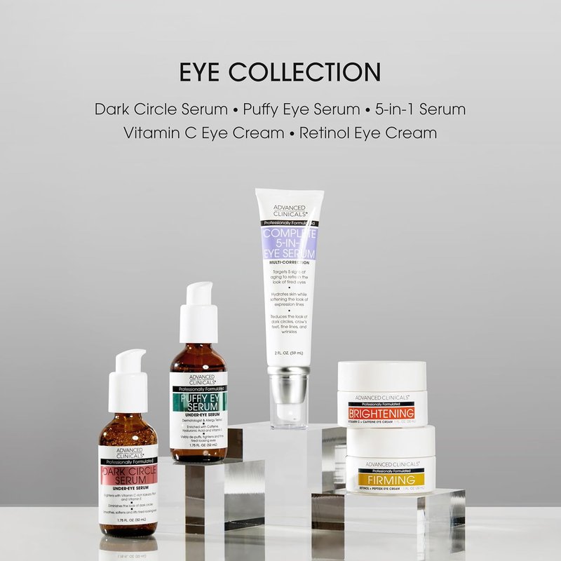 Advanced Clinicals 5-in-1 Eye Serum - Anti-Aging Under Eye Treatment for Dark Circles & Puffiness | 2 Fl Oz