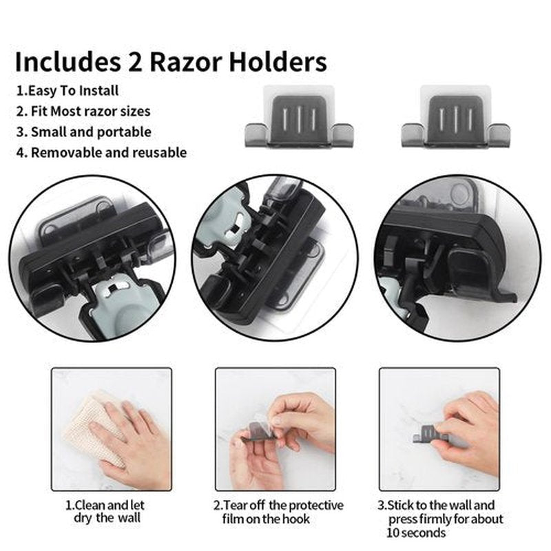 EUAIAJ Shower Mirror Fogless Shaving Large(10.2x7.8in) - Includes 2 Razor Holders & 2 Mirror Holders, Unbreakable & Easy Install & NO-Drilling, Fog Free (No Fog) Shower Mirror for Shaving