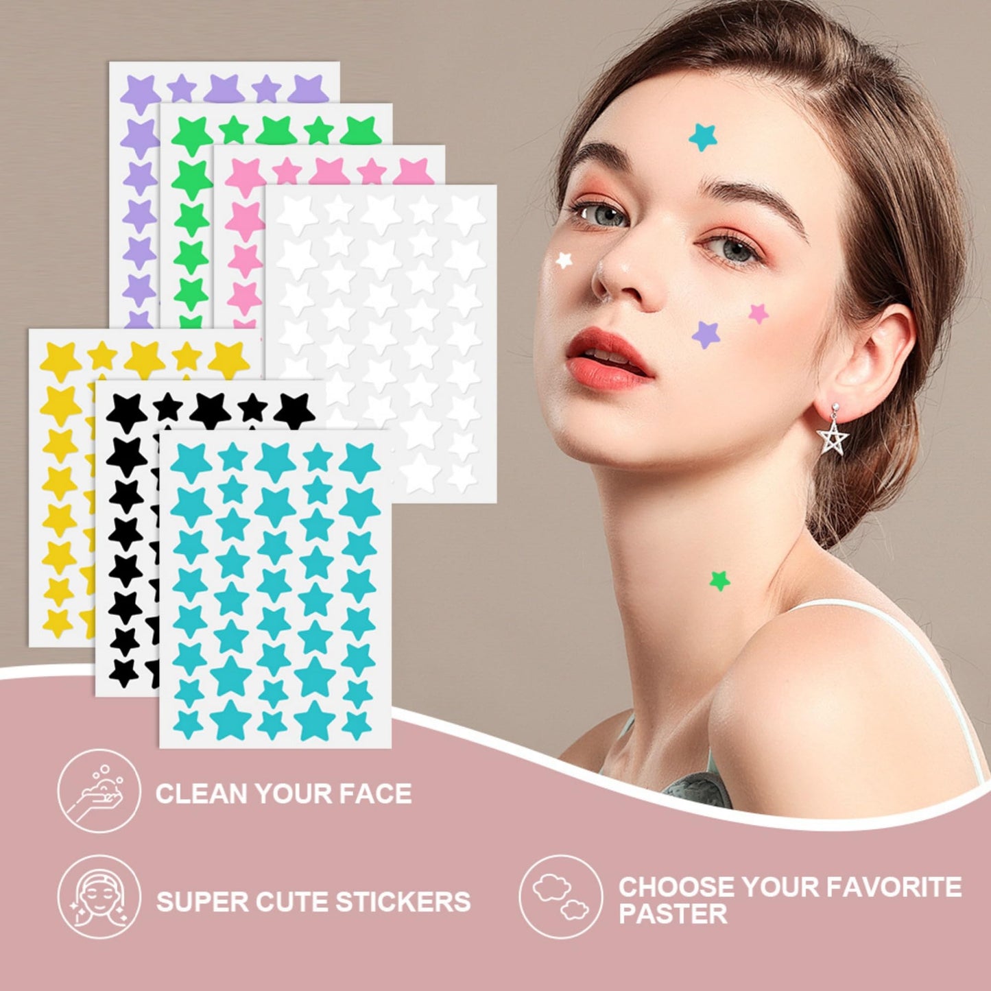 viviyoo 560 Pcs Star Pimple Patches for Face, 7 Colors Hydrocolloid Acne Patches, Cute Zit Patches for Blemishes & Zits, Vegan & Cruelty-Free Star Face Stickers for Girls & Teens (14 Sheets)