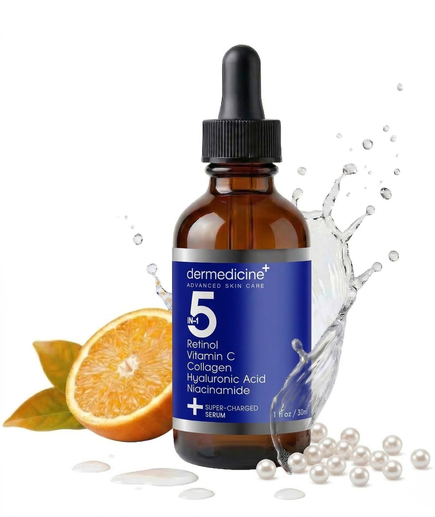 5 in 1 Potent Face Serum with Retinol, Vitamin C, Collagen, Hyaluronic Acid, Niacinamide | May Help Improve Appearance of Fine Lines and Reduce Appearance of Dark Spots | 1 fl oz / 30 ml