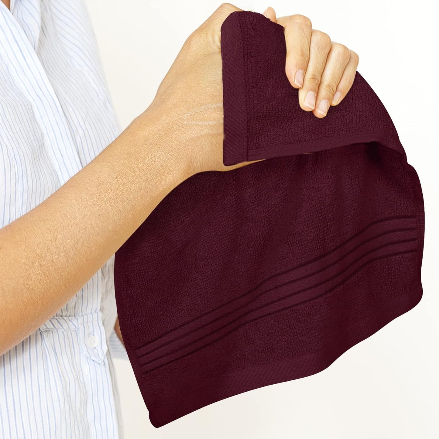 Premium 12-Pack Cotton Wash Cloths - Highly Absorbent & Soft 12x12 for Bathroom, Spa, Gym - Plum