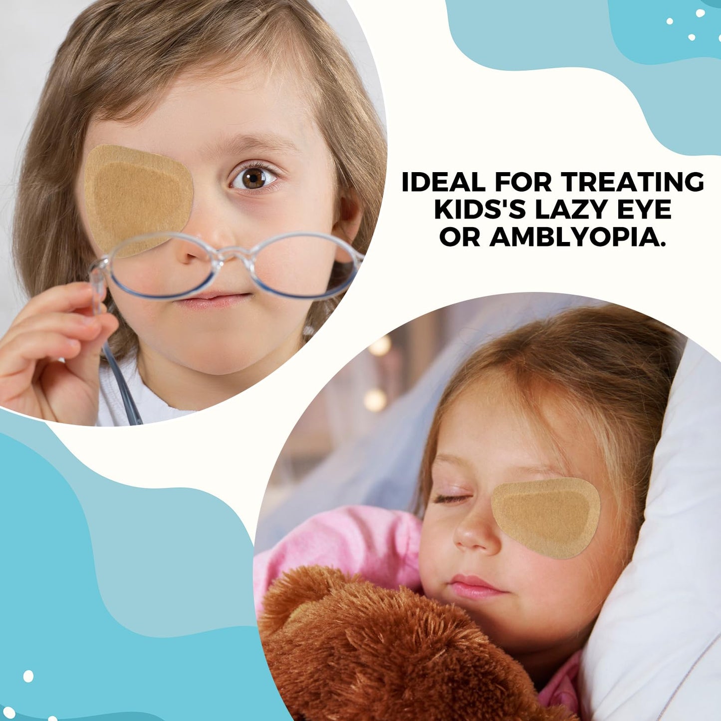GlobalRoll 50 Pcs Adhesive Eye Patches, Eye Patches for Adults Eye Pad Disposable Eyepatch Latex Free Adhesive Bandages for Baby Kids Girls (Nude,3 x 2 Inch)
