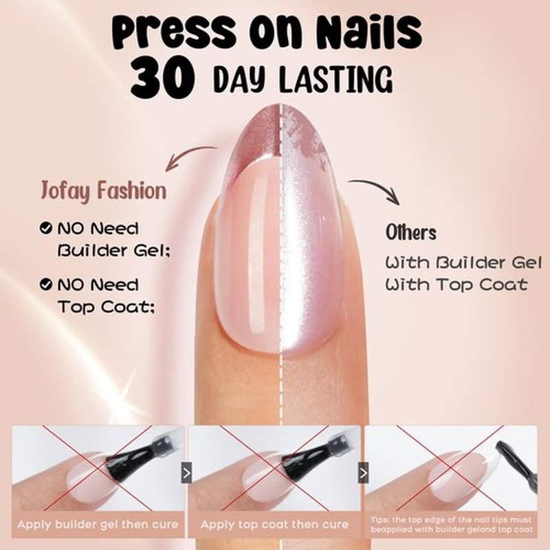 French Tip Press on Nails - Chrome Press on Nails Short Almond, French Nails Soft Gel Nails False Nail, Stick On Nails in 16 Sizes -160PCS Soft Gel Fake Nails Kit