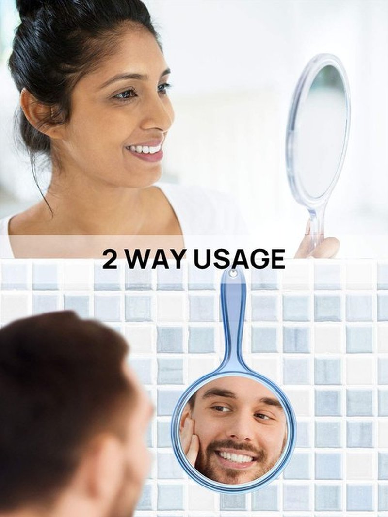 OMIRO Hand Mirror, Double-Sided Handheld Mirror 1X/3X Magnifying Mirror with Handle, Set of 3 (Mix Colors)