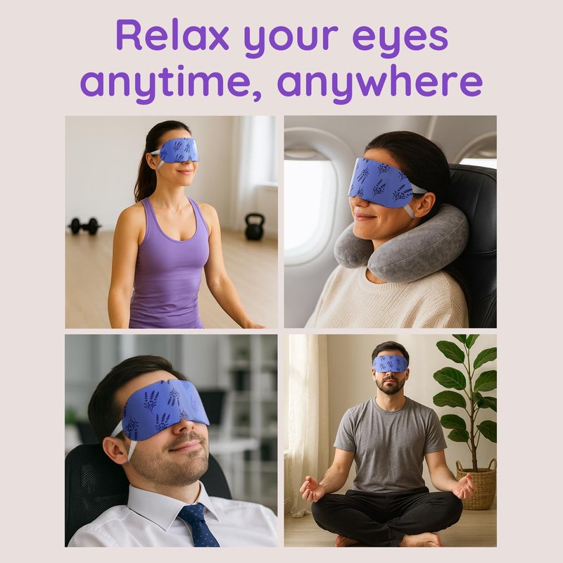 16 Pack Lavender Steam Eye Mask for Dryness, Puffiness, Relaxation, Heated Eye Mask for Sleep & Travel, Self-Heating & Disposable Warm Compress, Travel Essentials, Relaxation Gifts for Women - PAC2