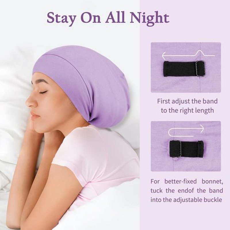 OLESILK 100% Mulberry Silk Bonnet for Sleeping Women, Silk Hair Wrap for Sleeping, Silk Sleep Bonnet for Women&Men, Real Silk, Not Satin, Purple
