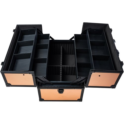 SHANY Essential Pro Makeup Train Case Cosmetic Box Portable Makeup Case Cosmetics Beauty Organizer Jewelry storage with Locks, Multi Compartments Makeup Box and Shoulder Strap - Black Rose