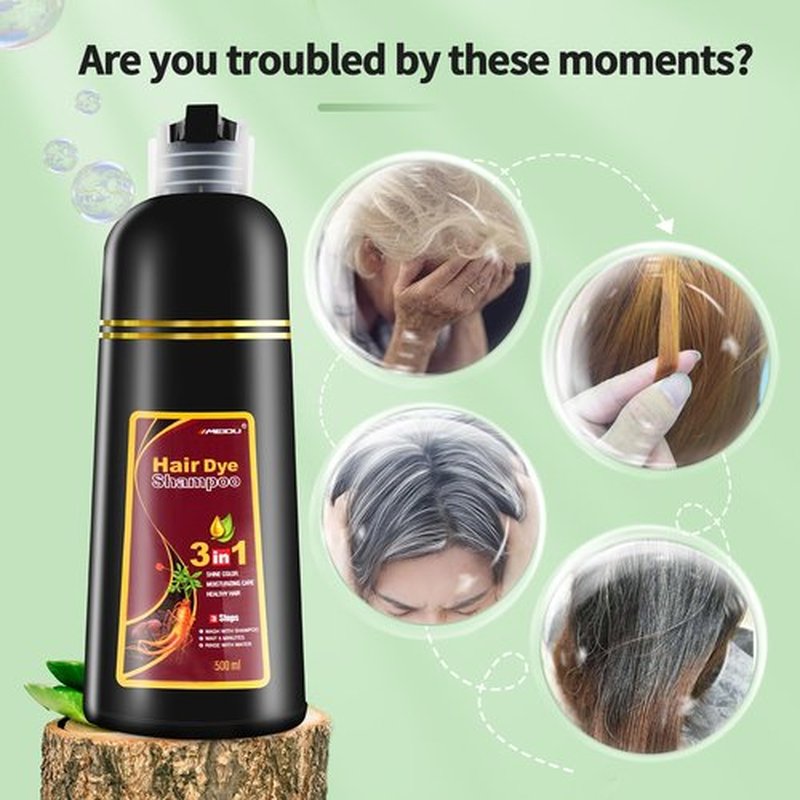 leorx Hair Dye shampoo, Chestnut Brown 3 In 1 Color Shampoo Instant Herbal Coloring Shampoo Refresh Hair For Women&Men - Tintes Para El Cabello Profesional