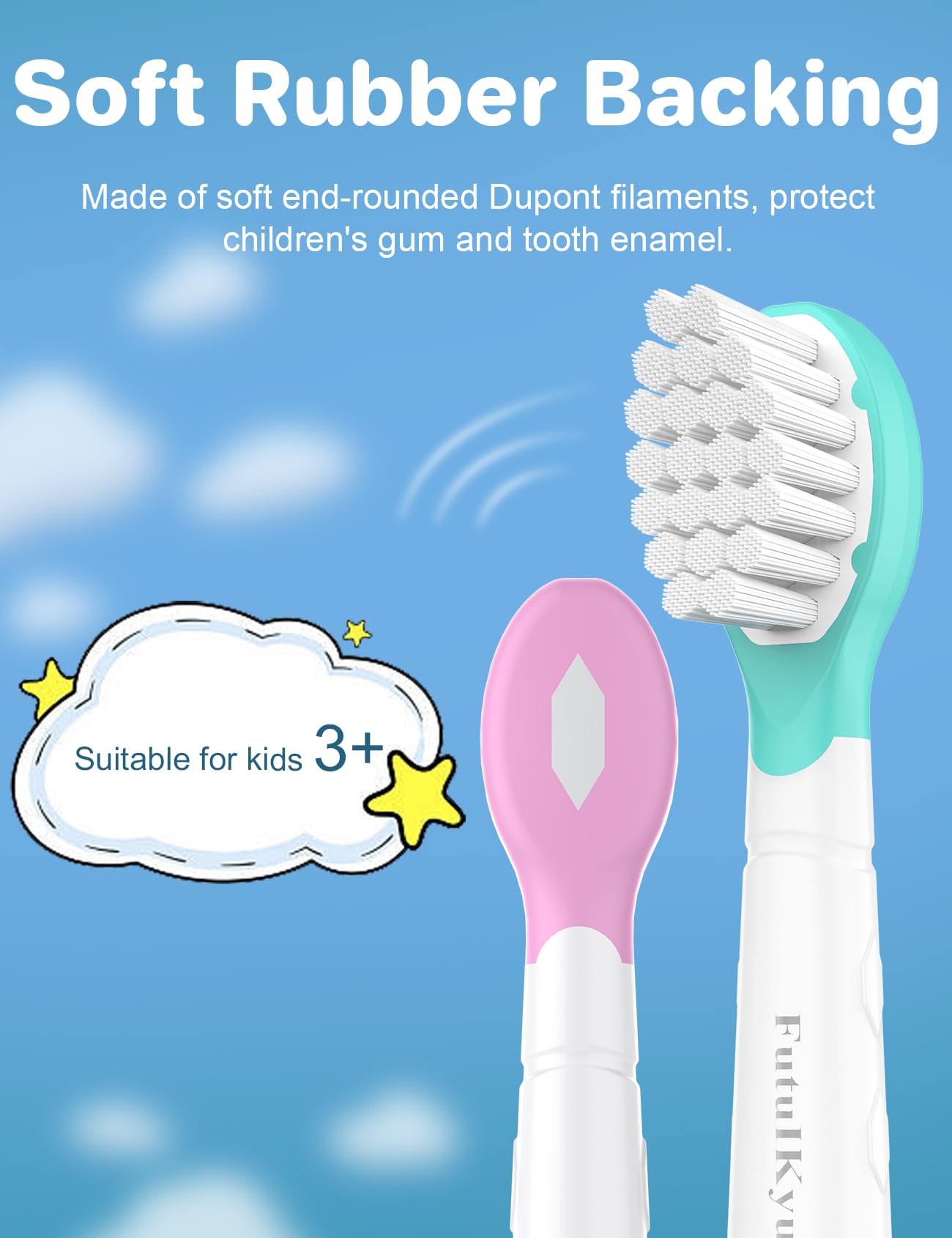 Kids Replacement Heads for Philips Sonicare: 3+ Years Old Child Soft Electric Toothbrush Compact Brush Head, Blue 4 Pack