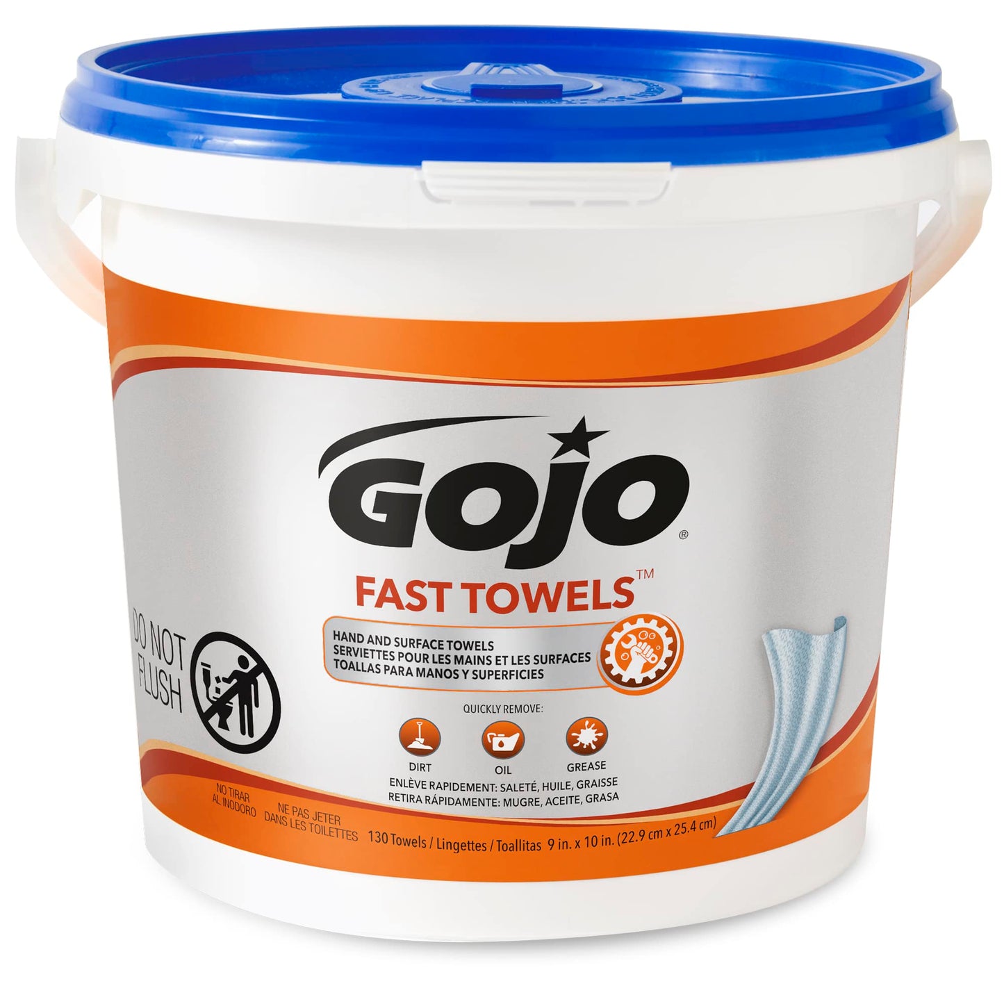 Gojo Fast Towels, Heavy Duty Textured Wet Wipes, Citrus Scent 130ct 6298-04