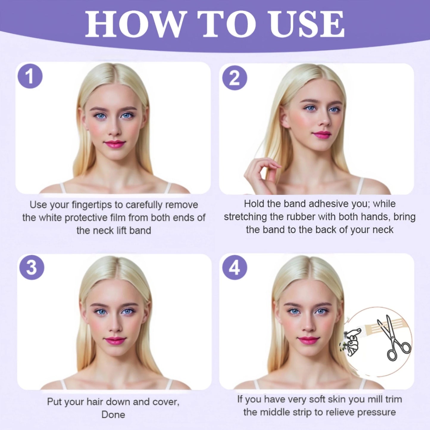 BeSpace Neck Lift Tape, 20Pcs Instant Face Tape Lifting For Sagging Skin Neck Wrinkle Patches Care For Women With 4pcs Bands