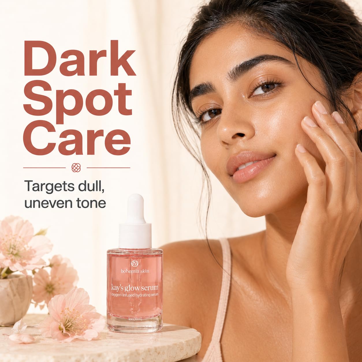 Bohemia Skin Kay’s Glow Serum – Oxygen-Infused THDA Vitamin C with Gentle AHA for Face and neck | Hydrates, Soothes and Brightens