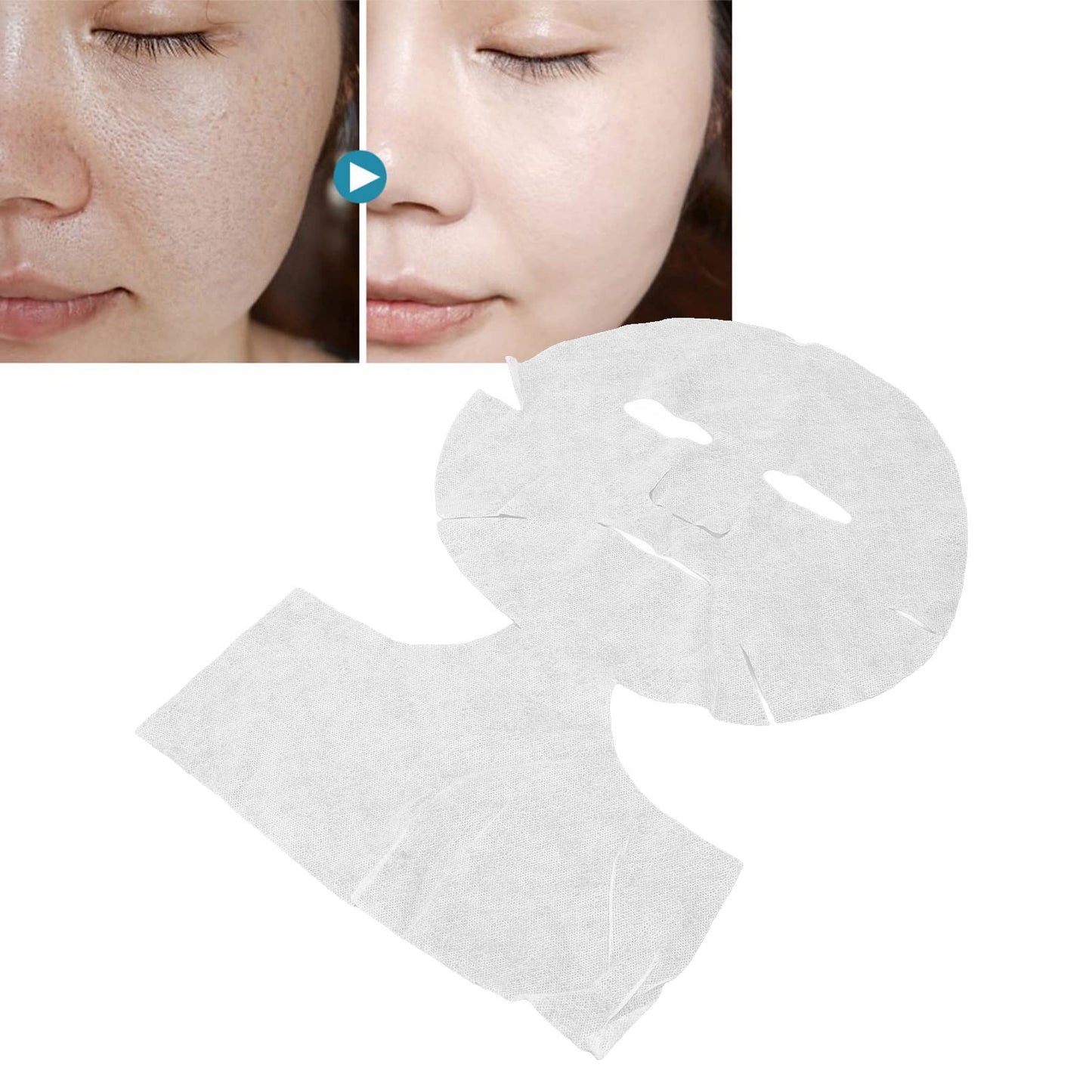 50 Pcs Disposable White Silk & Neck Mask Paper Wrapped Moisturizing Patch, Pre-Cut Mask Sheets, Light Silk Material, Spa Skin Care