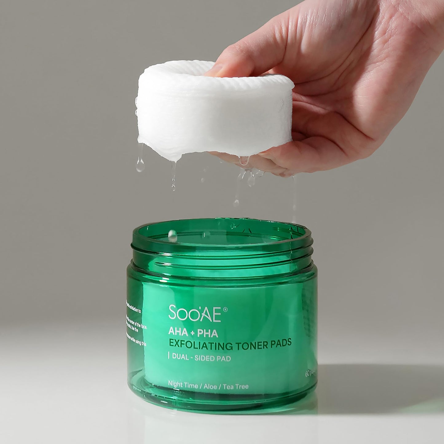 Soo'AE AHA + PHA Exfoliating Toner Pads, 60 Dual-Sided Pads I Smooth Skin Texture Care for Porcelain-Like Skin, Cruelty-Free, Korean Skincare