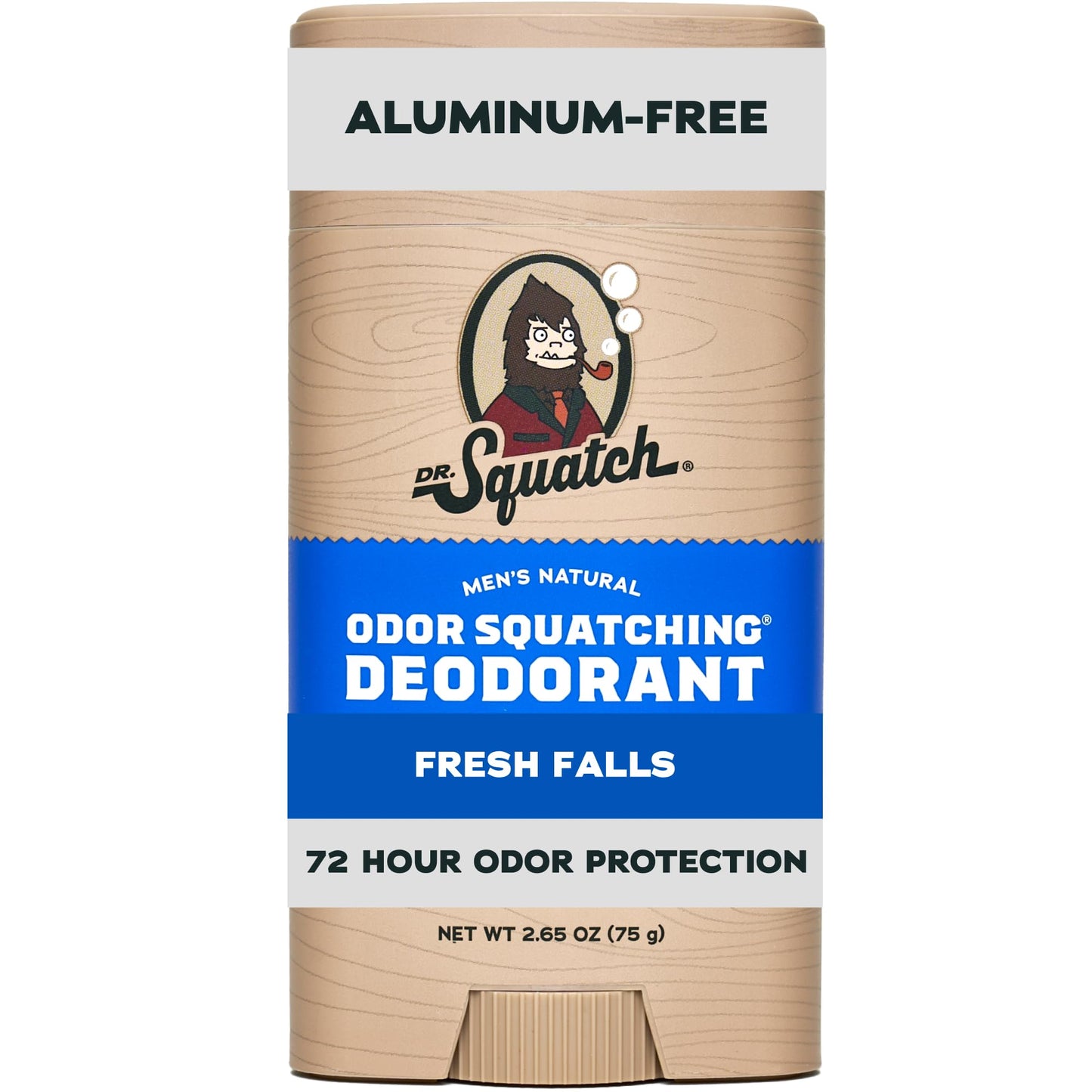 Dr. Squatch Natural Men’s Deodorant – Aluminum Free Natural Deodorant Men with Charcoal & Postbiotics for 72-Hour Odor Protection – Fresh Falls, 2.65oz Stick