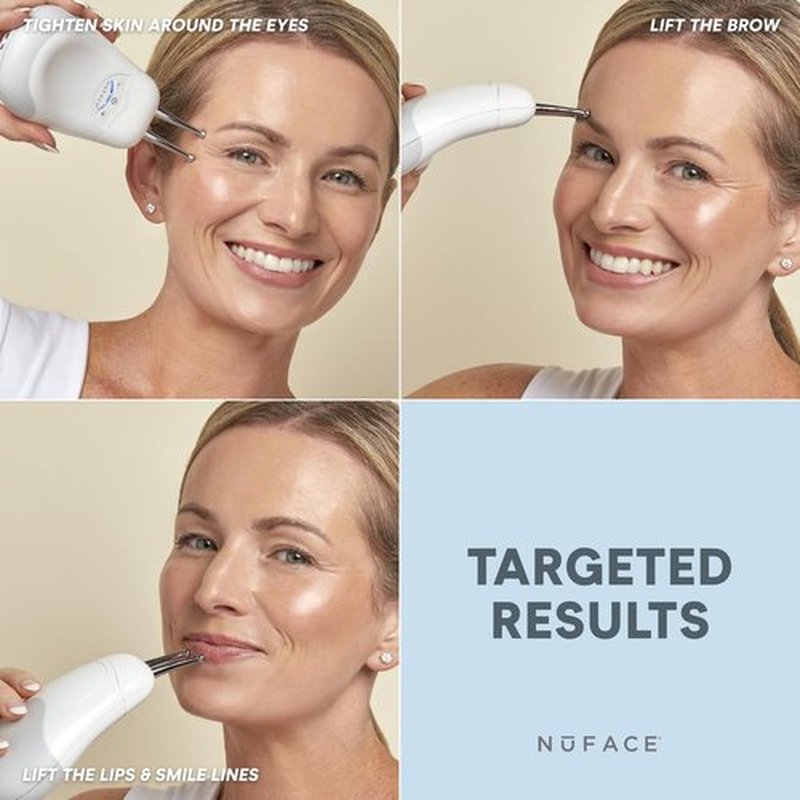 NuFACE Trinity FDA Cleared Microcurrent Facial Device Kit - NuFACE Microcurrent Device, Wrinkle Reducer + Effective Lip & Eye Attachment for Targeted Face & Neck Treatment + Aqua Microcurrent Gel
