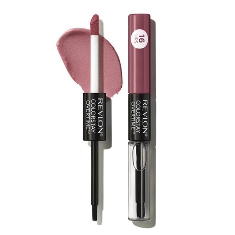 Revlon ColorStay Overtime Liquid Lipstick with Clear Lip Gloss, Lip Makeup Stocking Stuffers for Women, With Vitamin E, 370 Everlasting Rum, 0.07 Oz