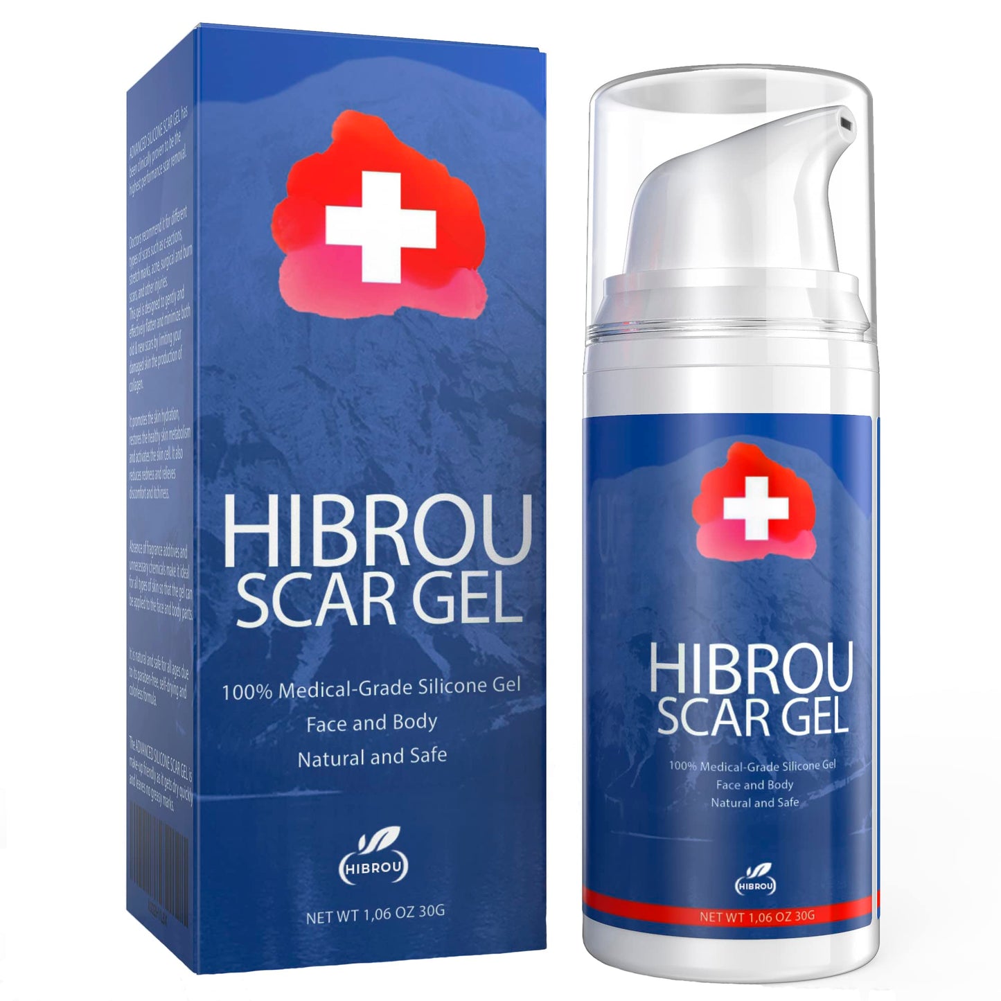 HIBROU Advanced Silicone Scar Gel - Medical Grade Scar Treatment for Old & New Scars, Acne, Surgery, Burns & Stretch Marks - Face & Body - 1 oz.