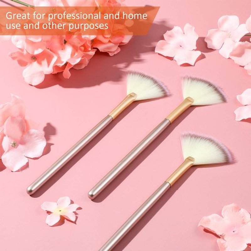 9 Pieces Facial Fan Mask Brushes, Soft Facial Applicator Brushes Tools for Peel Glycolic Makeup for Mud Cream (Champagne)