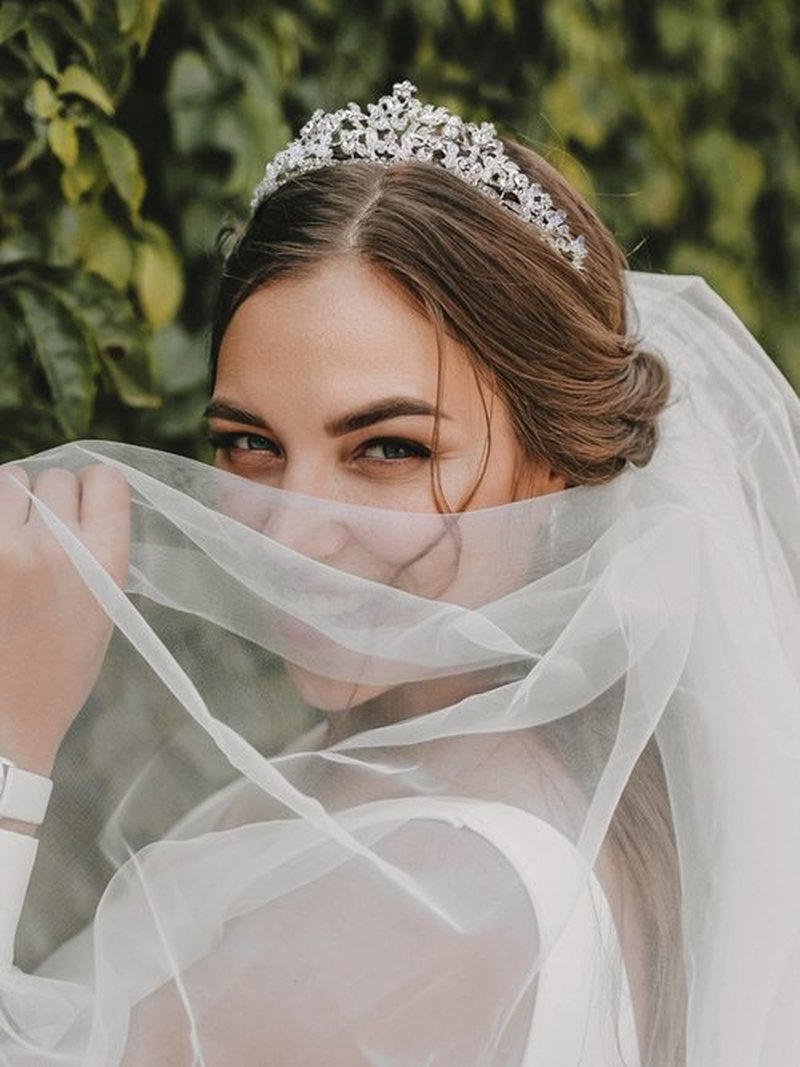 SWEETV Wedding Tiara for Bride,Fairytale Princess Crown for Women Girls, Bridal Pageant Tiara Headband, Rhinestone Prom Party Hats,Silver+Clear