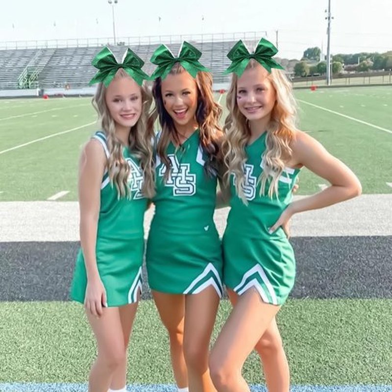 16PCS 8" Large Glitter Cheer Bows for Cheerleaders, CN Sparkly Hair Bows with Elastic Hair Ties Accessories for Teens Girls Women Cheerleading Softball Competition Sports (Green)