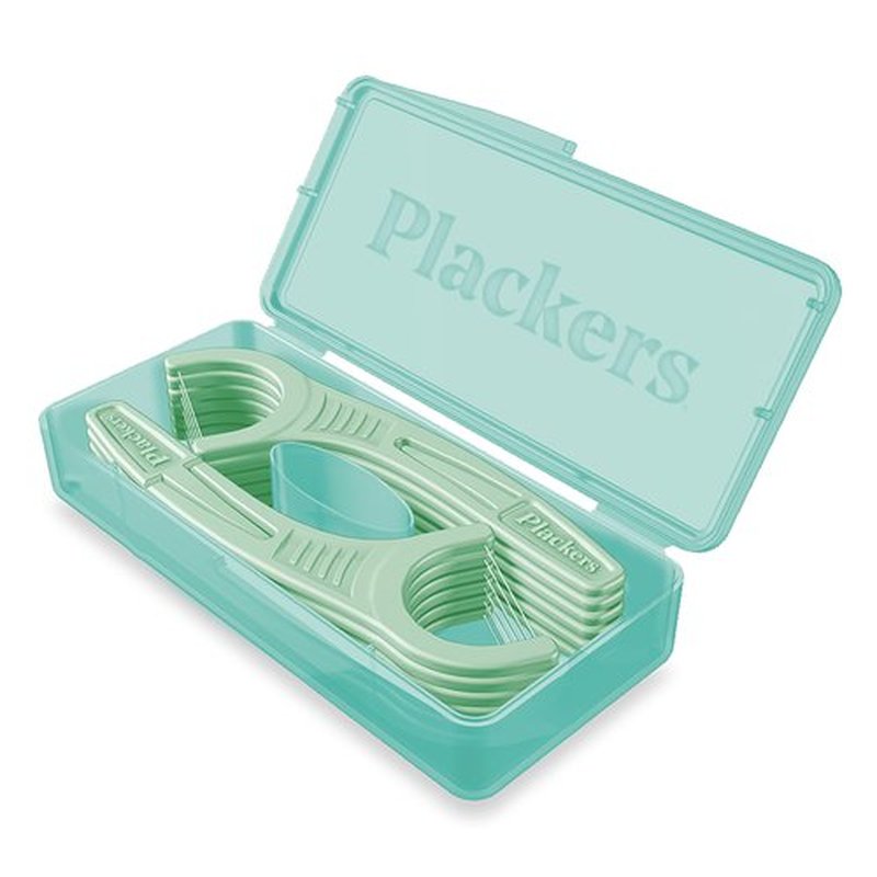 Plackers Twin-Line Dental Flossers, Cool Mint Flavor, Dual Action Flossing System, Easy Storage, Super Tuffloss, 2X The Clean, 75 Count & Micro Mint Dental Floss Picks with Travel Case, 12 Count