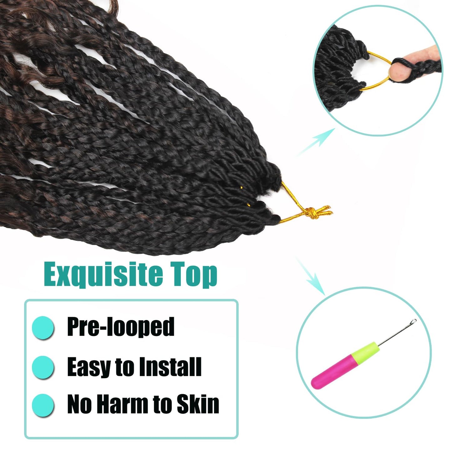 9 Pack Boho Box Braids Crochet Hair - 18 Inch Pre-looped Goddess Box Braids Crochet Hair Bohemian Crochet Boho Crochet Braids With Curly Ends Synthetic Crochet Hair For Women（18 Inch,1B/4/30)