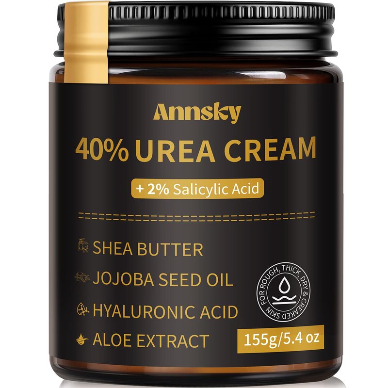 Annsky Urea Cream 40% Plus Salicylic Acid 2%, Foot Cream for Dry, Cracked Heels, Calluses Professional Feet Maximum Strength Moisturizing Cream, 155g