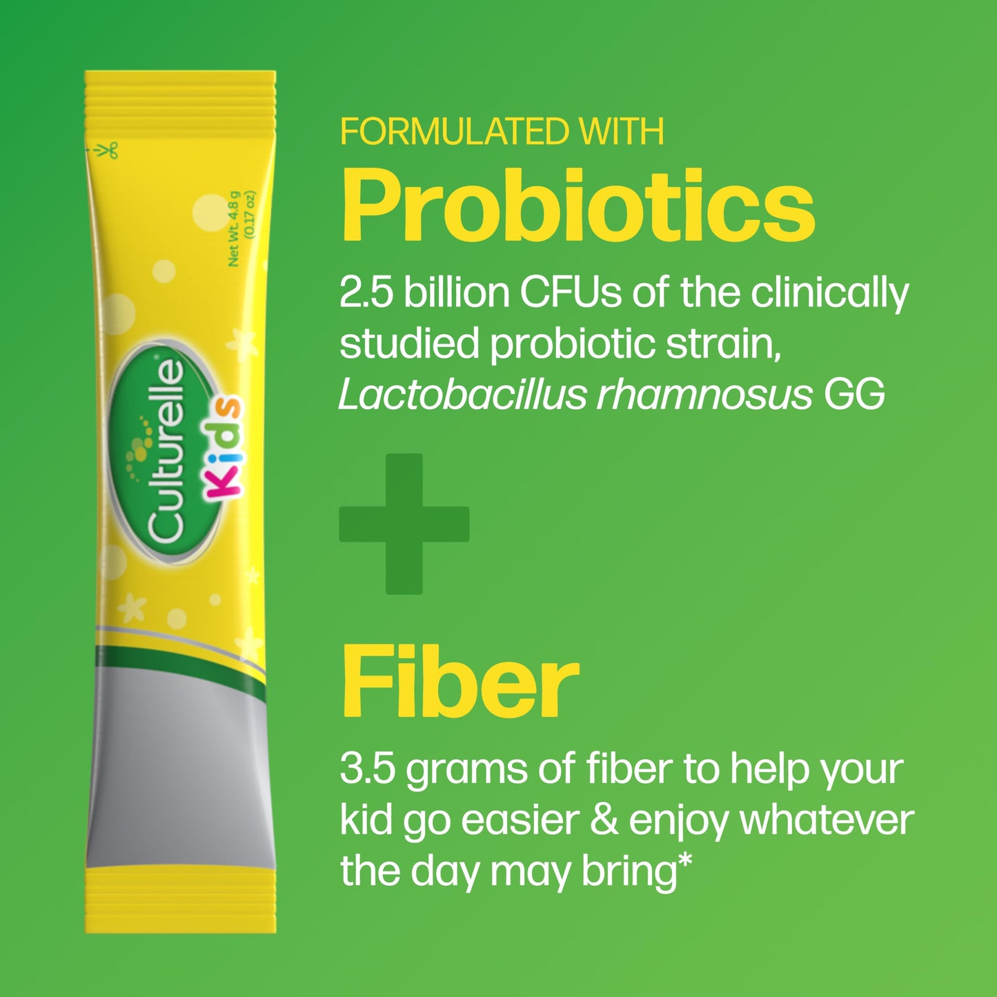 Culturelle Kids Probiotic + Fiber Packets (Ages 3+) - 24 Count - Digestive Health & Immune Support - Helps Restore Regularity (Packaging may vary)