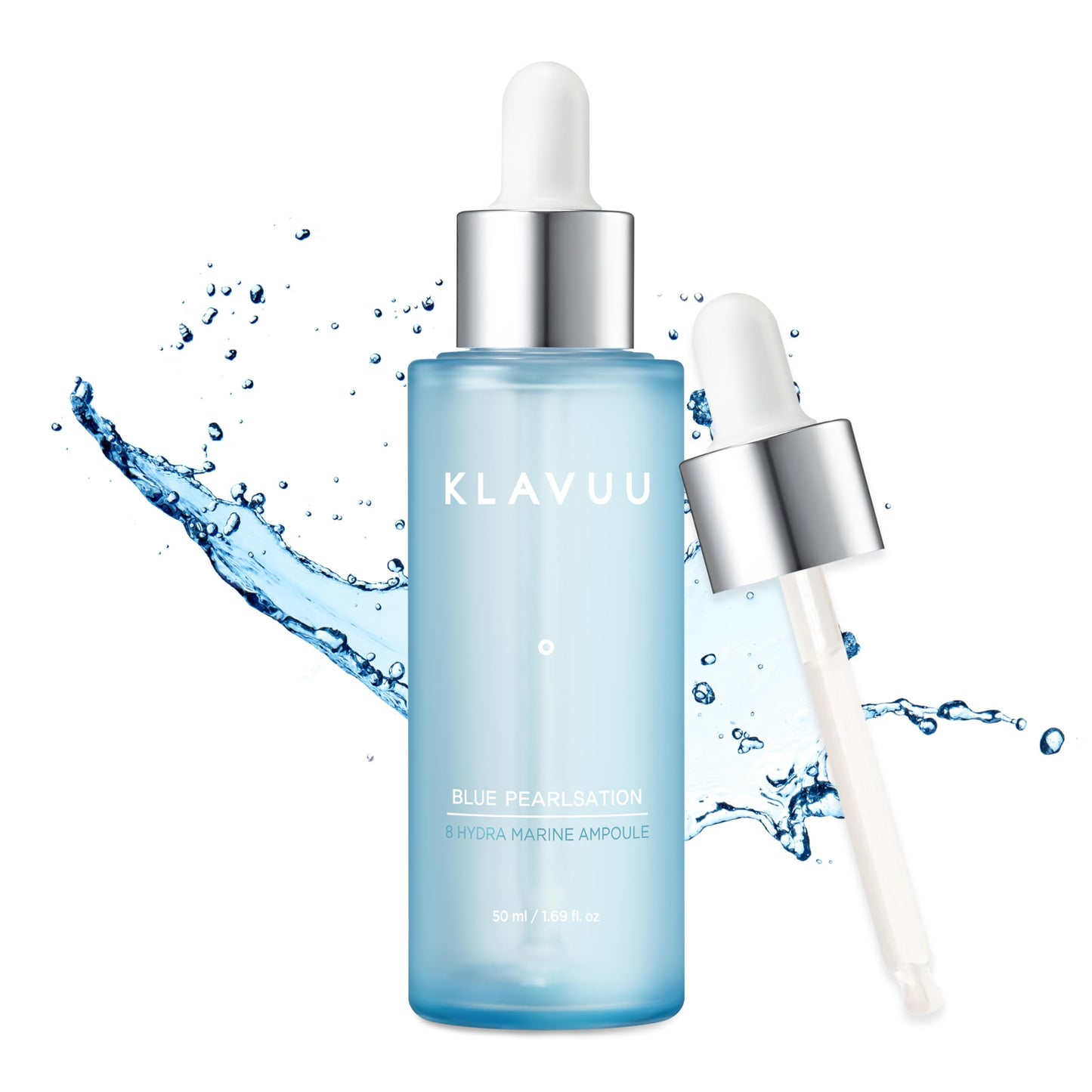 Klavuu BLUE PEARLSATION 8 Hydra Marine Ampoule - Enriched with Hyaluronic Acid for Dual-Layered Skin Hydration & Panthenol Nourishment - Ideal for Sensitive Skin Types – 1.69 floz