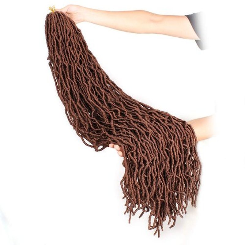 ZRQ 36 Inch 6Packs New Faux Locs Crochet Hair Pre-Looped Soft Locs Curly Wavy Hair Afro Roots Goddess Locs Hair Synthetic Hair Extensions For Women (36 Inch, 30#)