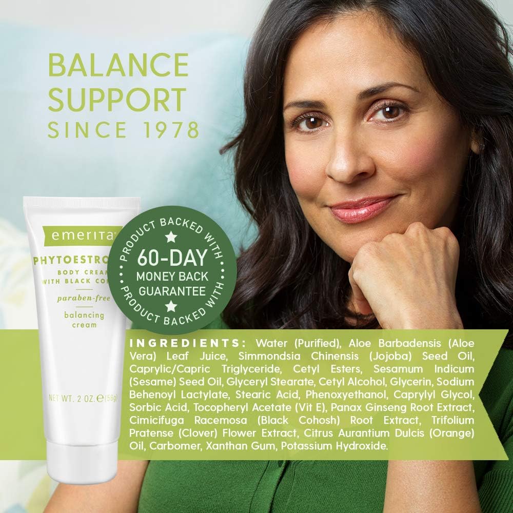 Phytoestrogen Body Cream by Emerita – 2 oz Moisturizer for Hormonal Balance