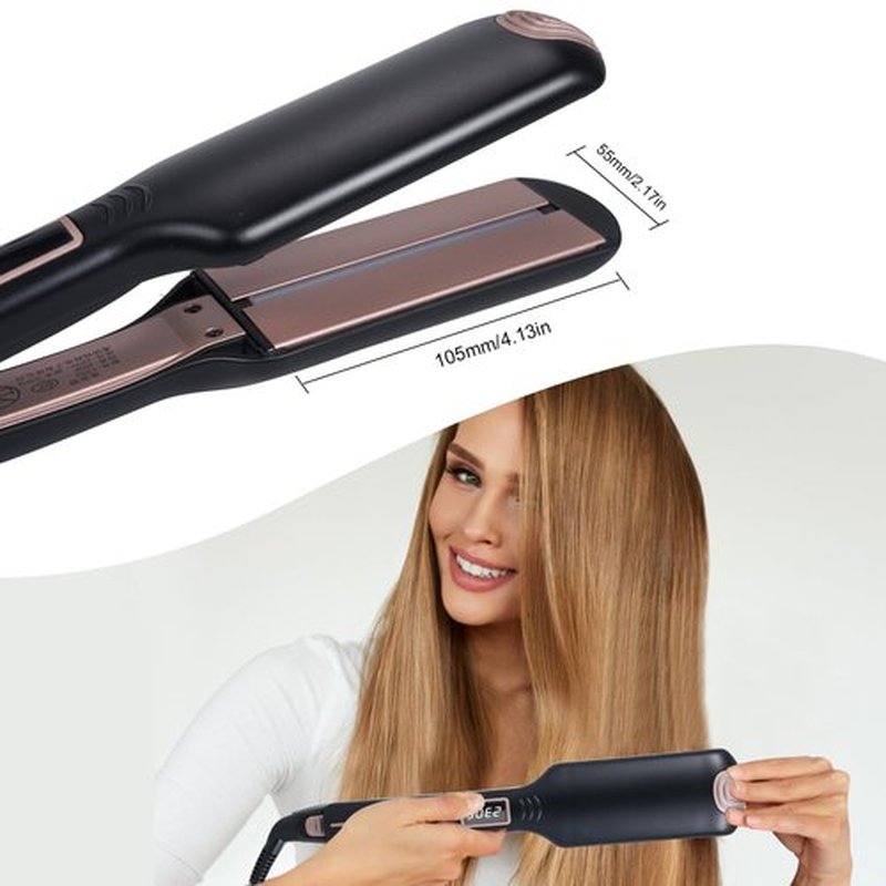 Layhou Adjustable Temperature Hair Straightener Wide Plate Iron Fluffy Electric Hair Straightening Plate