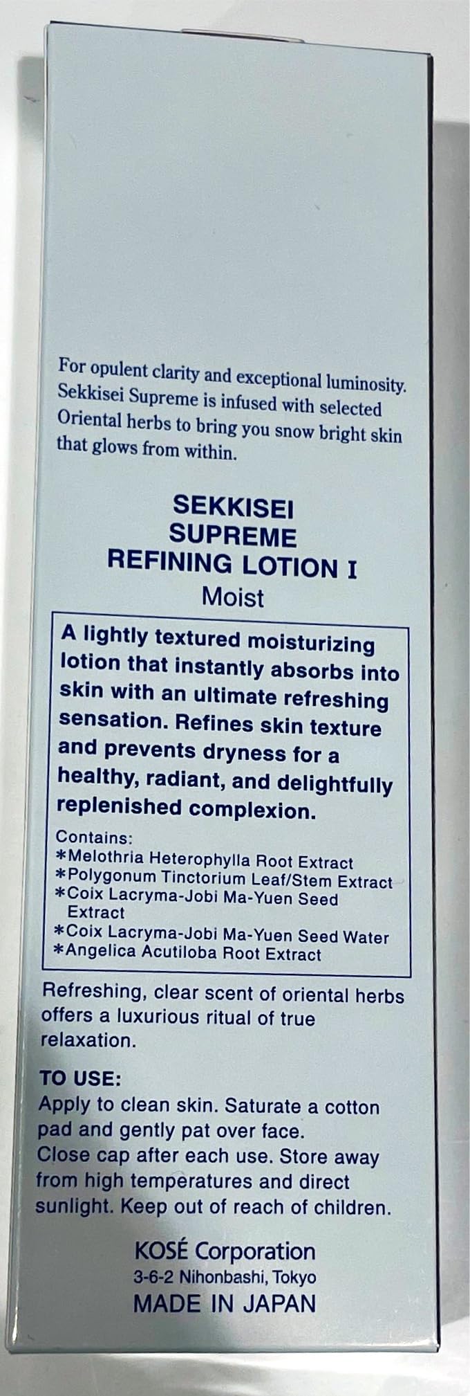 SEKKISEI Supreme Refining Lotion I, Hydrating Soothing Facial Lotion, 13.4 Ounce