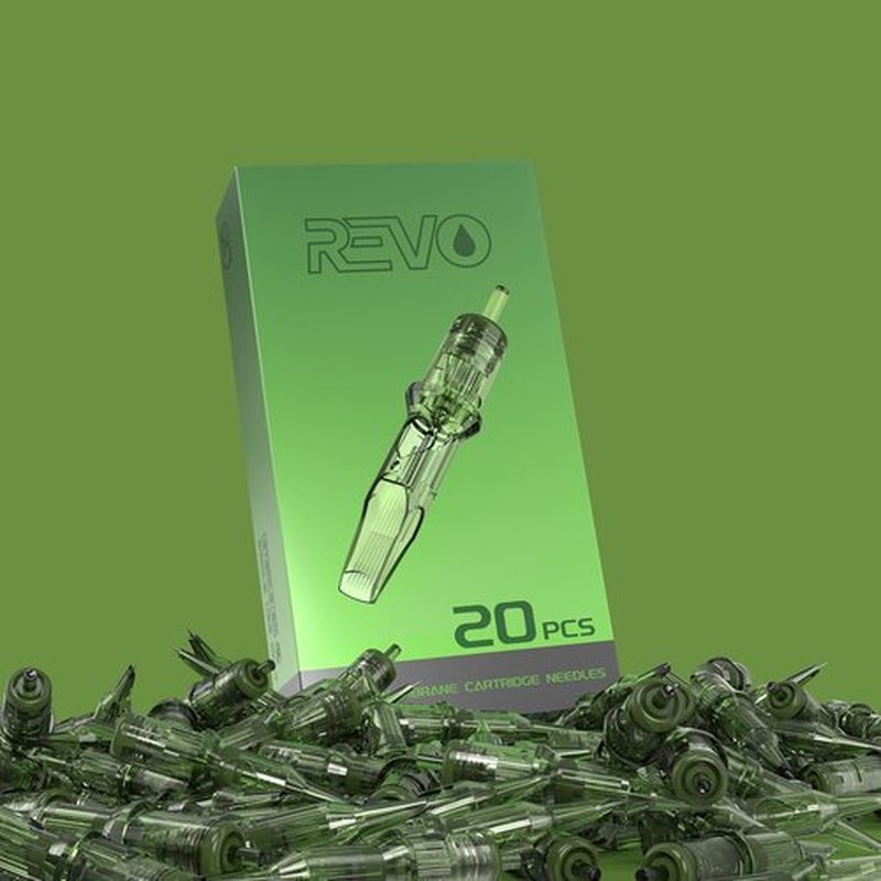 INKin REVO Tattoo Cartridge Needles 5RS #12 Standard 0.35mm Round Shader, Professional Tattoo Needles With Precise Positioning System Stay-Sharp Needles Extra Long Taper 20Pcs (R1205RS)