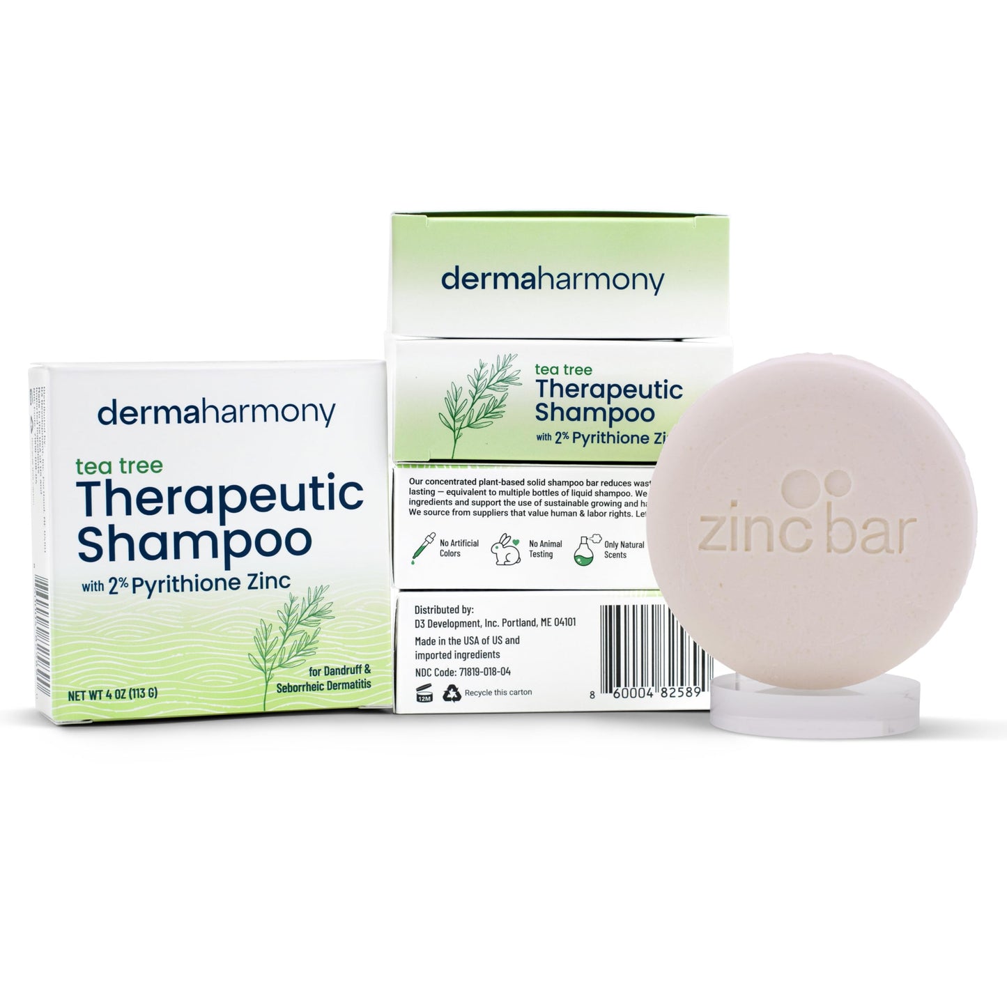 Dermaharmony 2% Pyrithione Zinc Shampoo Bar - Tea Tree (4 Oz)