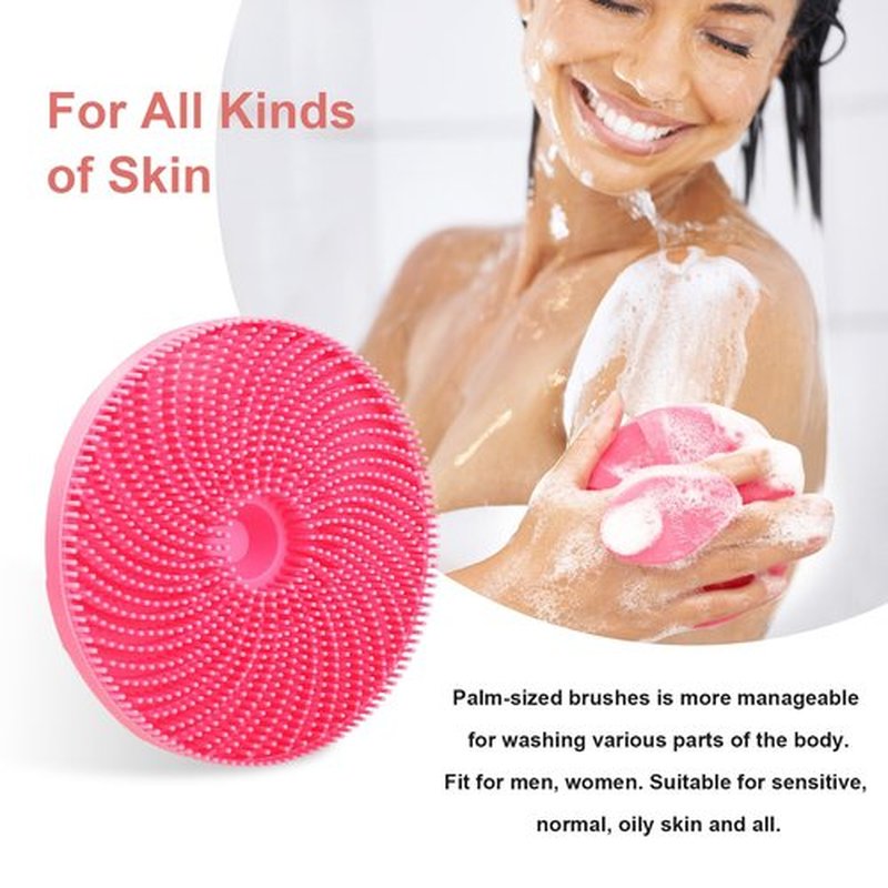 INNERNEED Food-Grade Silicone Body Scrubber Exfoliating & Massaging Shower Brush, More Hygienic Bathing Tool, for All Skin Types, Lathers Well, Longer Service Life (Pink)