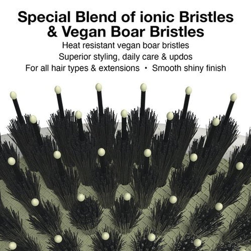 Olivia Garden NewCycle Round Vegan Boar and Ionic bristles Cushion Hair Brush and made from 100% recycled material (except bristles and cushion)