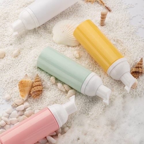 Tekson 10PCS Soap Foam Bottle (2 oz), Empty Travel Foaming Lash Shampoo for Cleanser, Dispenser (Yellow Pump)
