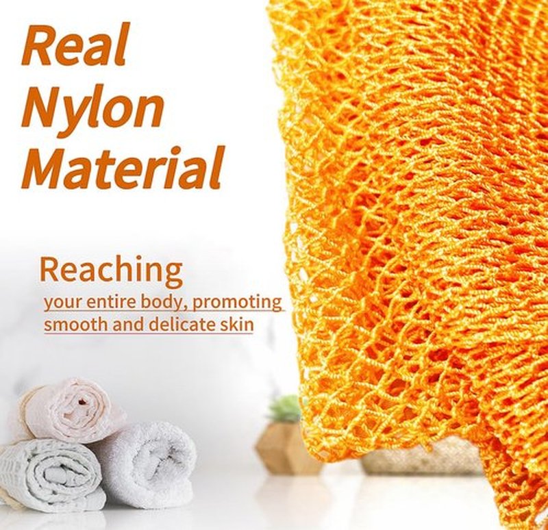 SPMKTBOZAI African Net Sponge Authentic, African Exfoliating Sponge Real African Net Black Owned, African Bath Sponge Back Scrubber, Body Exfoliator Shower Bath Accessories (Orange Color)